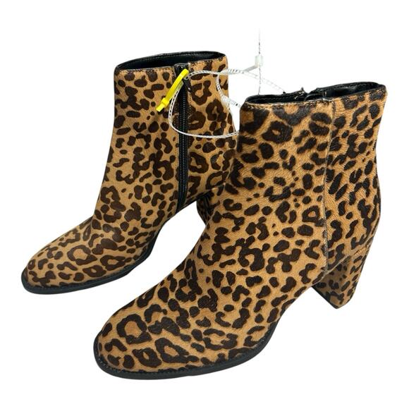 NWOB Steve Madden Sz 8M Jozie Cropped Ankle Boot Leopard Animal Print Bootie Fur - Picture 1 of 9